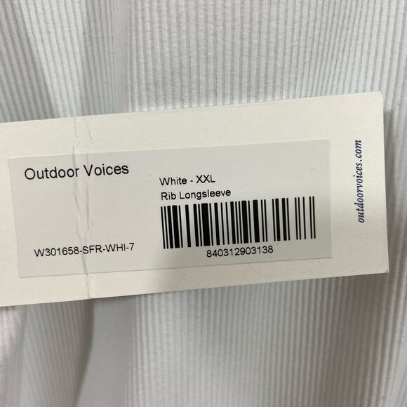 Outdoor Voices White Rib Long Sleeves Top Size XXL - Picture 5 of 6